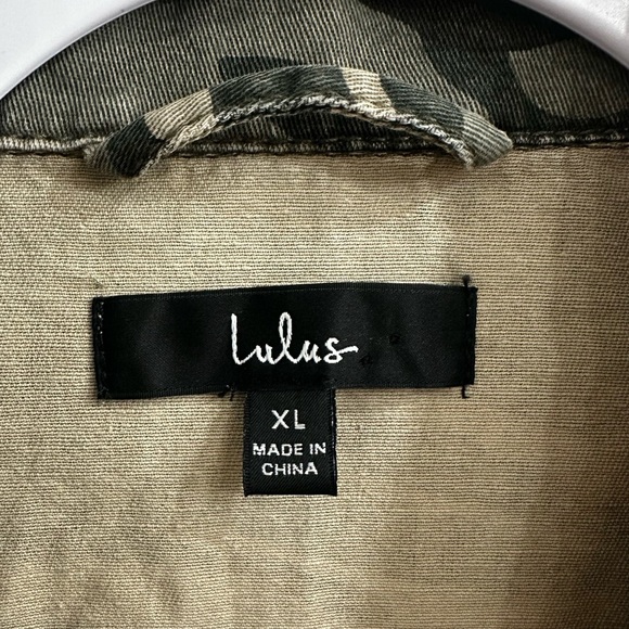 Lulus Blaine Green Camo Print Utility Jacket XL 100% Cotton NWOT - Picture 4 of 9